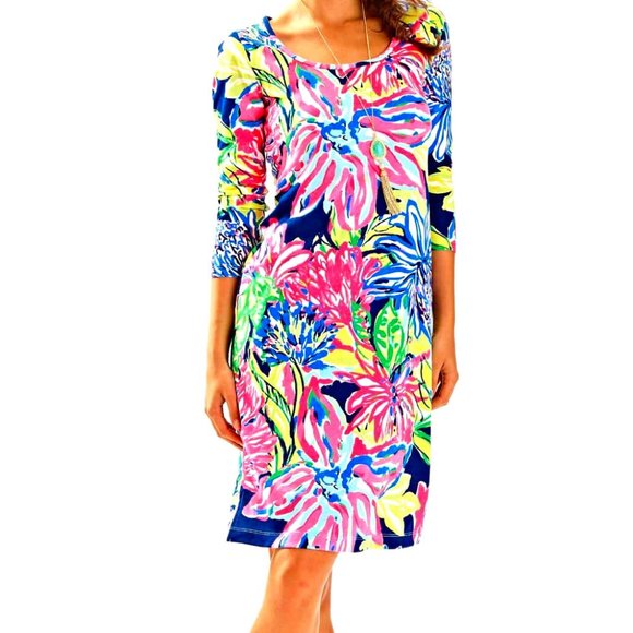Lilly Pulitzer Dresses & Skirts - 🌴 Lilly Pulitzer Kenzie Dress -- Traveler's Palm Resort Navy -- MEDIUM